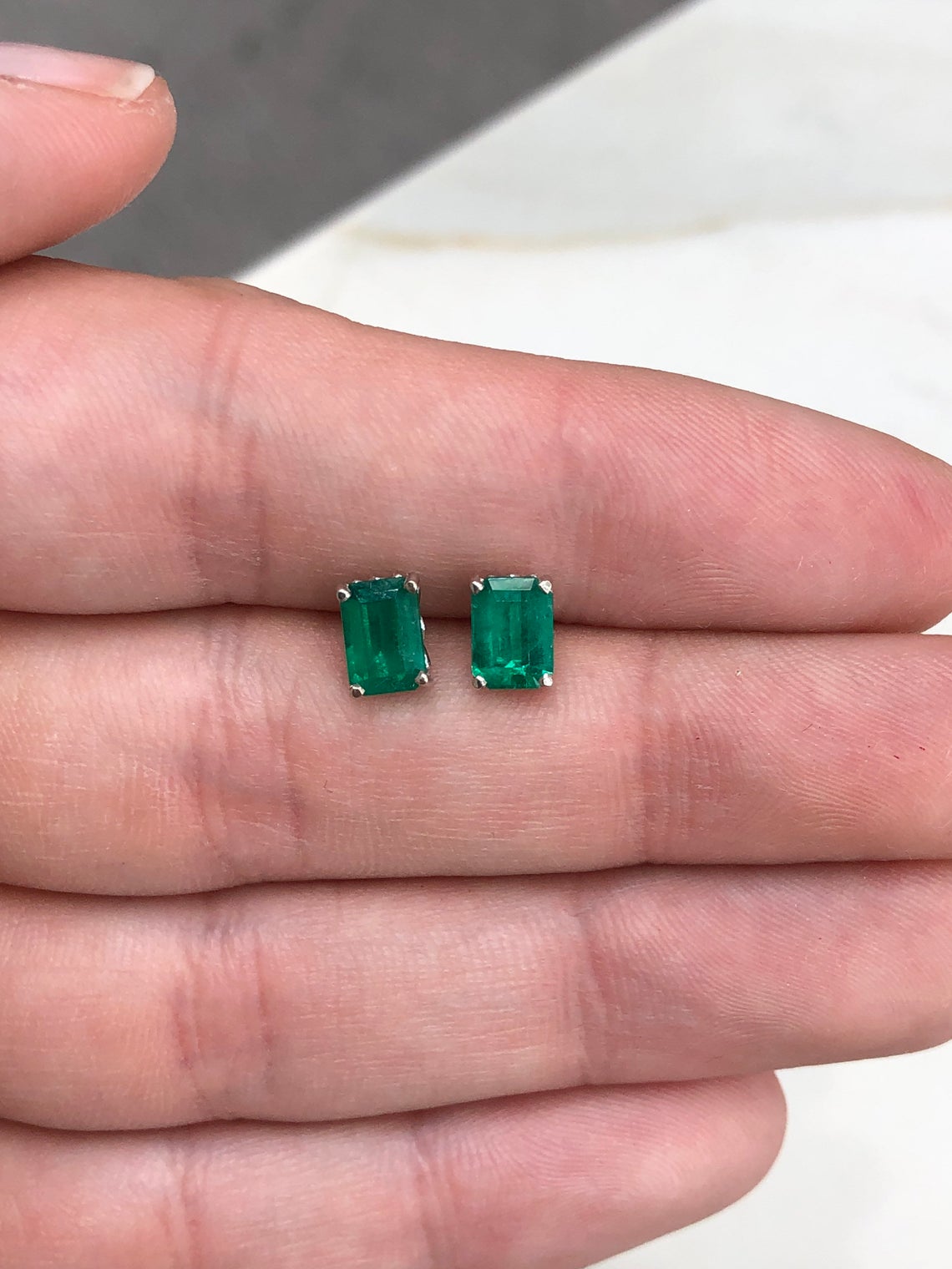 Emerald Cut Stud Earrings