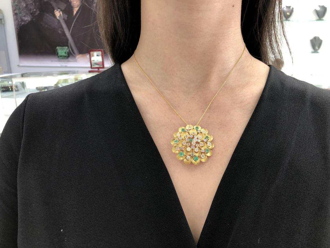 4.50tcw Opal & Emerald Flower 14k