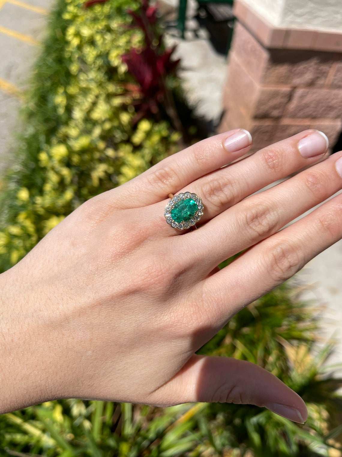 5.15tcw 18K Top quality Oval Colombian Emerald & Diamond Halo Statement Ring - JR Colombian Emeralds