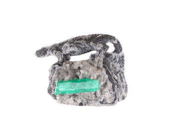 Sculpture Made from Colombian Emerald and Komodo Dragon Rough Crystal