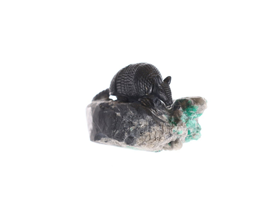 Armadillo Crystal Artwork with Colombian Emeralds