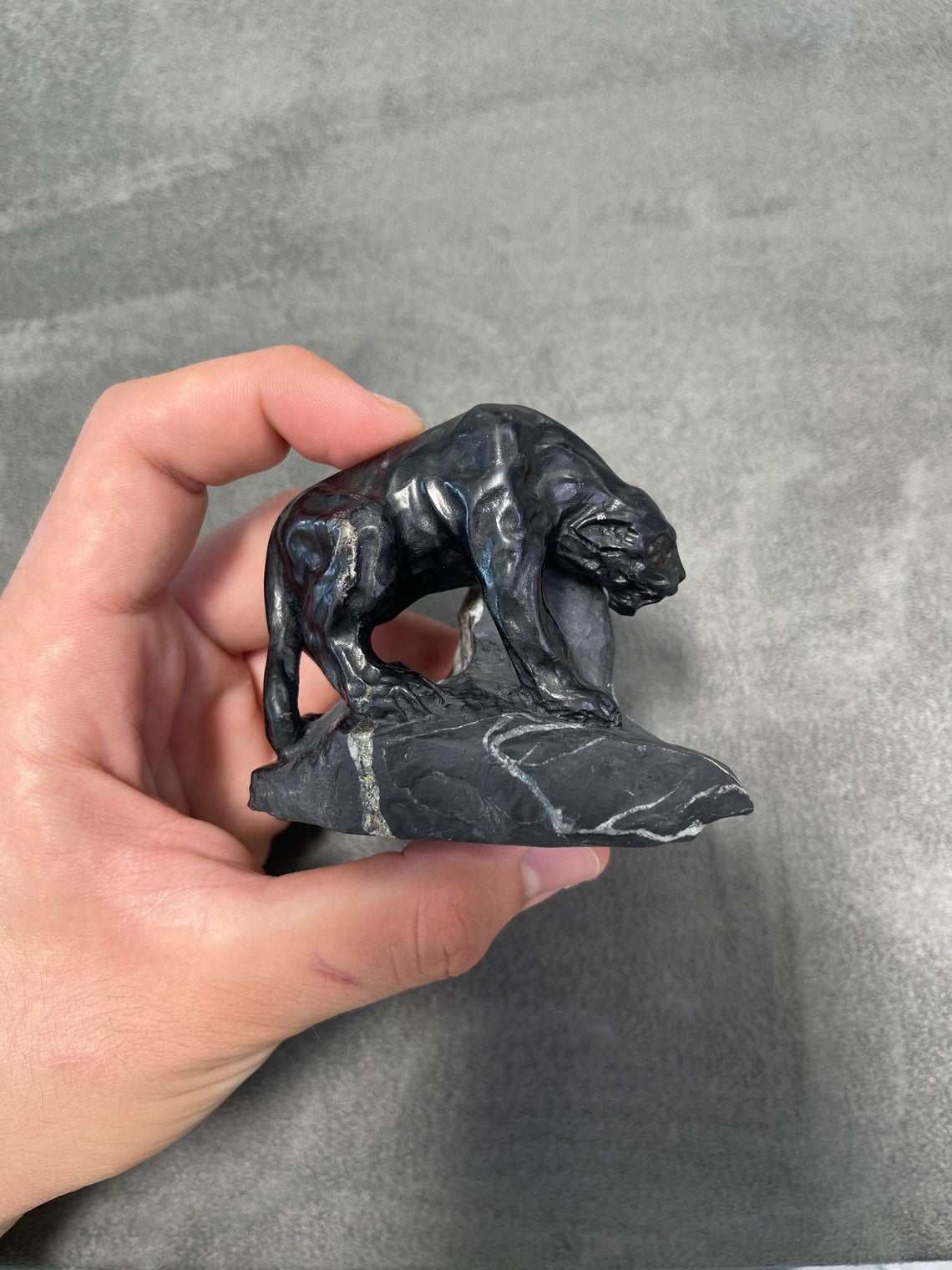 Colombian Emerald Black Panther Rough Crystal Sculpture