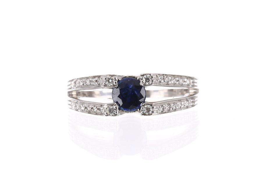 Natural Purple-Blue Tanzanite & Diamond Ring