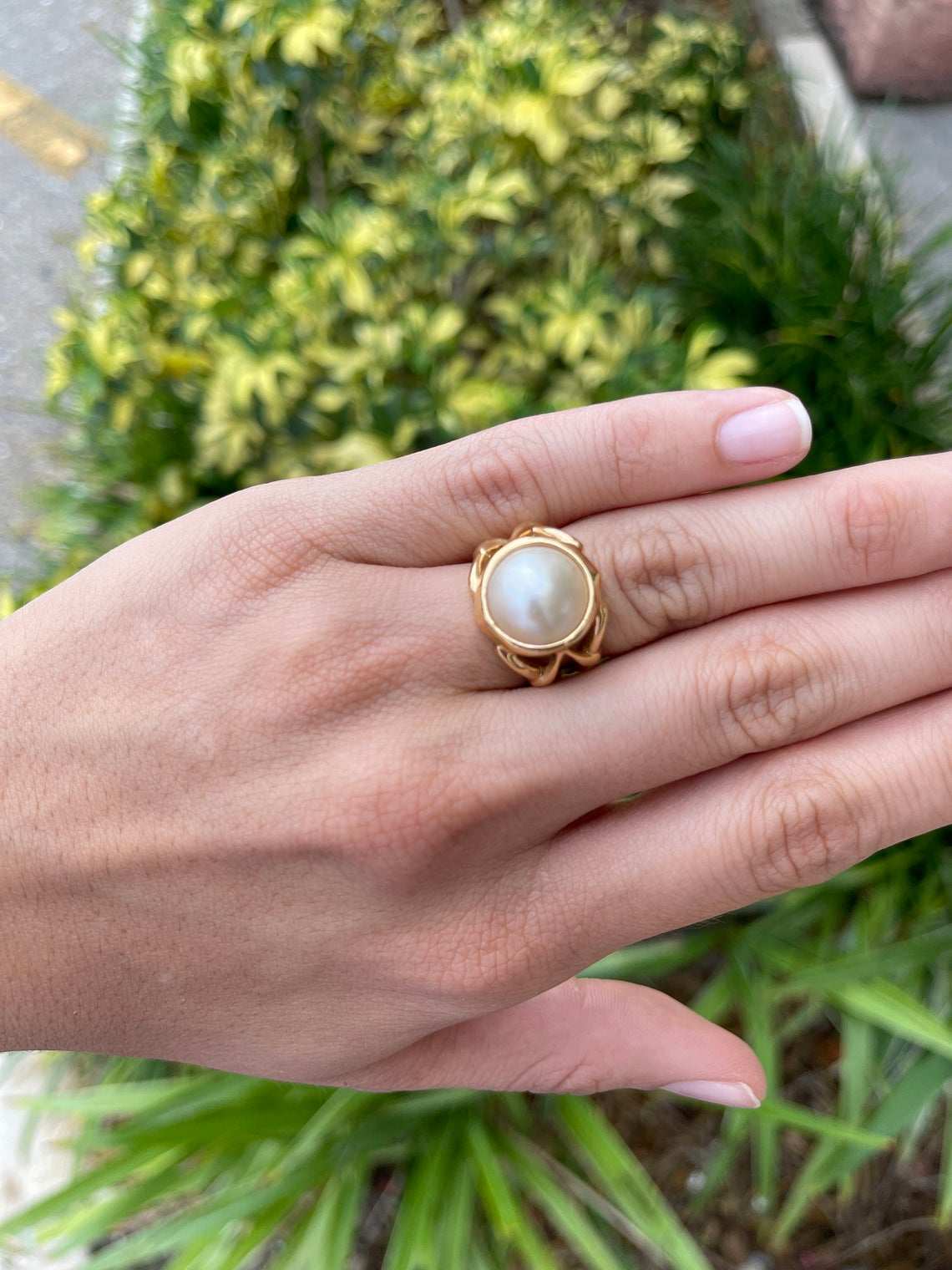 Vintage Mabe Pearl & Yellow Gold Ring 14k