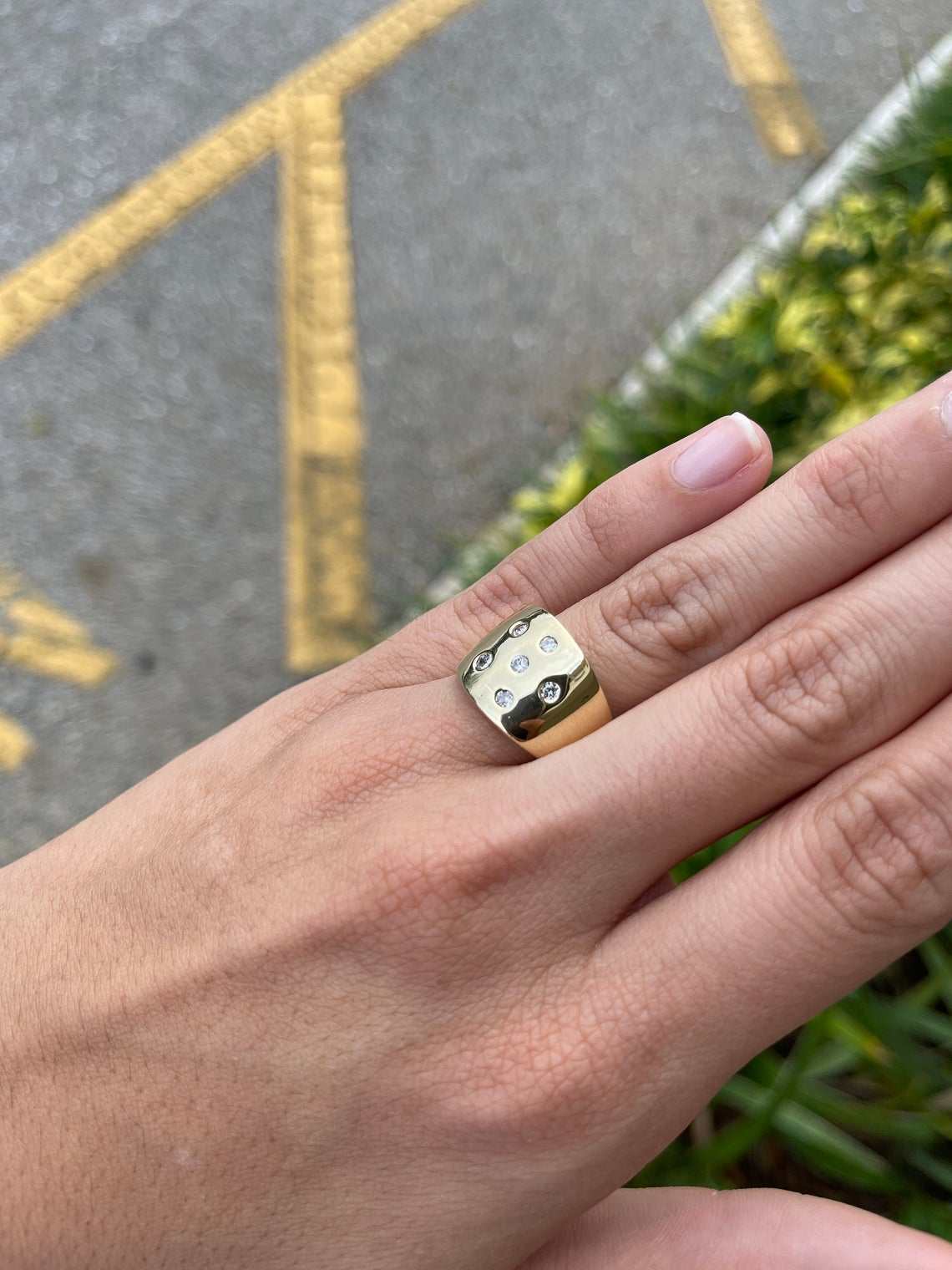 0.50tcw 14K Unisex Wide 14.5MM Diamond Band Gold