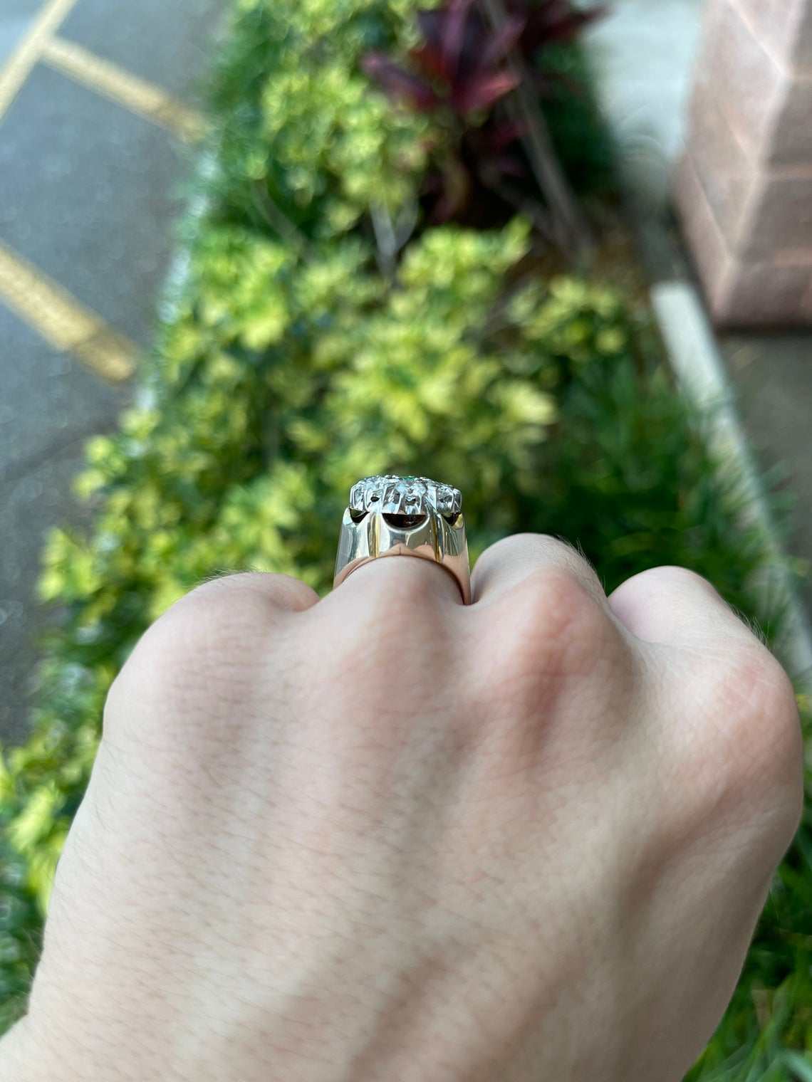 2.28tcw Men's Diamond & Emerald Halo Cluster 19.3 mm Wide Ring 14K