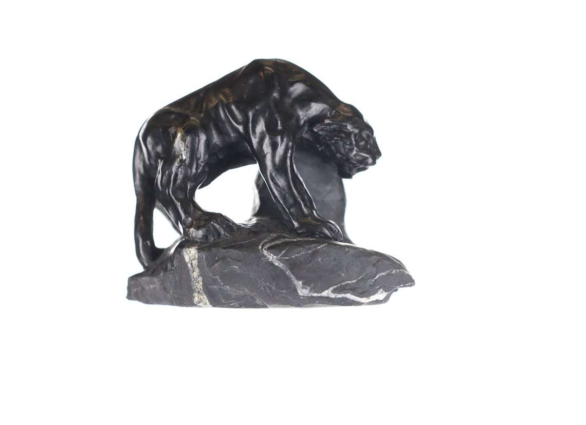 Colombian Emerald Black Panther Rough Crystal Sculpture