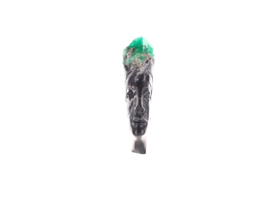 Colombian Emerald Goddess Sculpture Carved from Rough Crystal