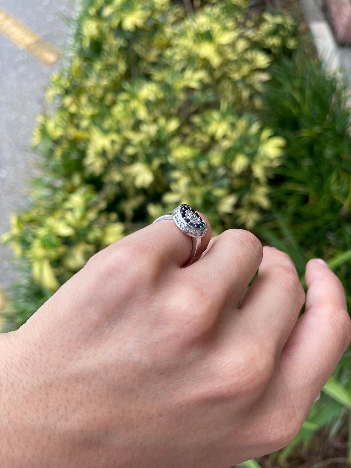 1.25tcw AAA+ Natural Blue Sapphire & Diamond Ring 14K