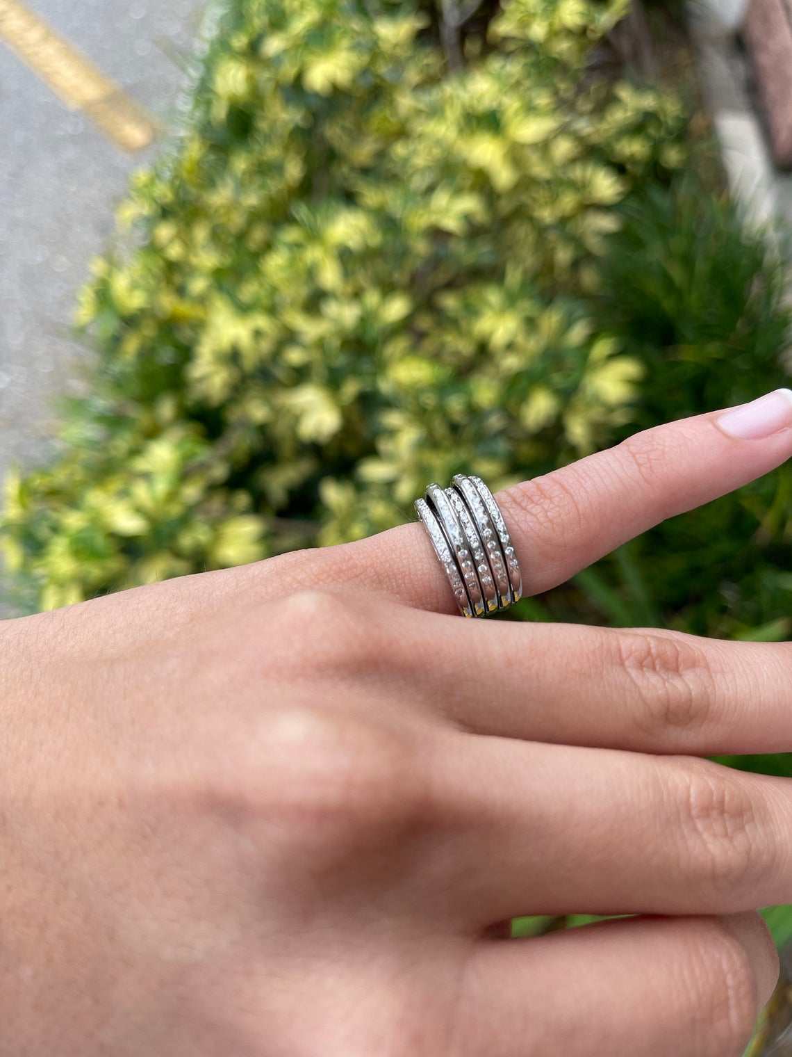 0.40tcw Five Row Diamond Multi Band Ring White Gold 14K