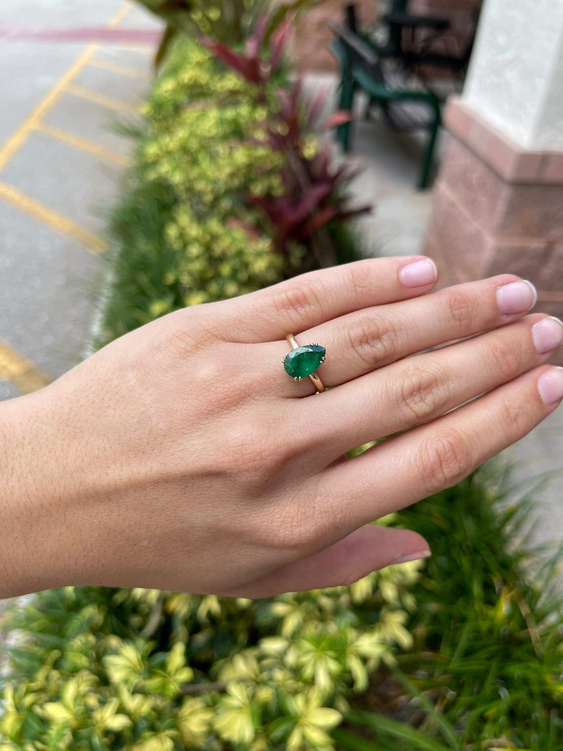 2.10 Carat Natural Emerald Rich Dark Green Double Prong Solitaire Ring 14K