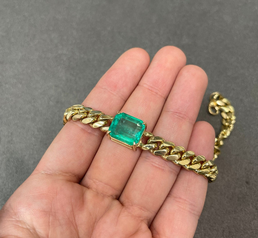 Colombian Emerald Cuban Link Choker 14K