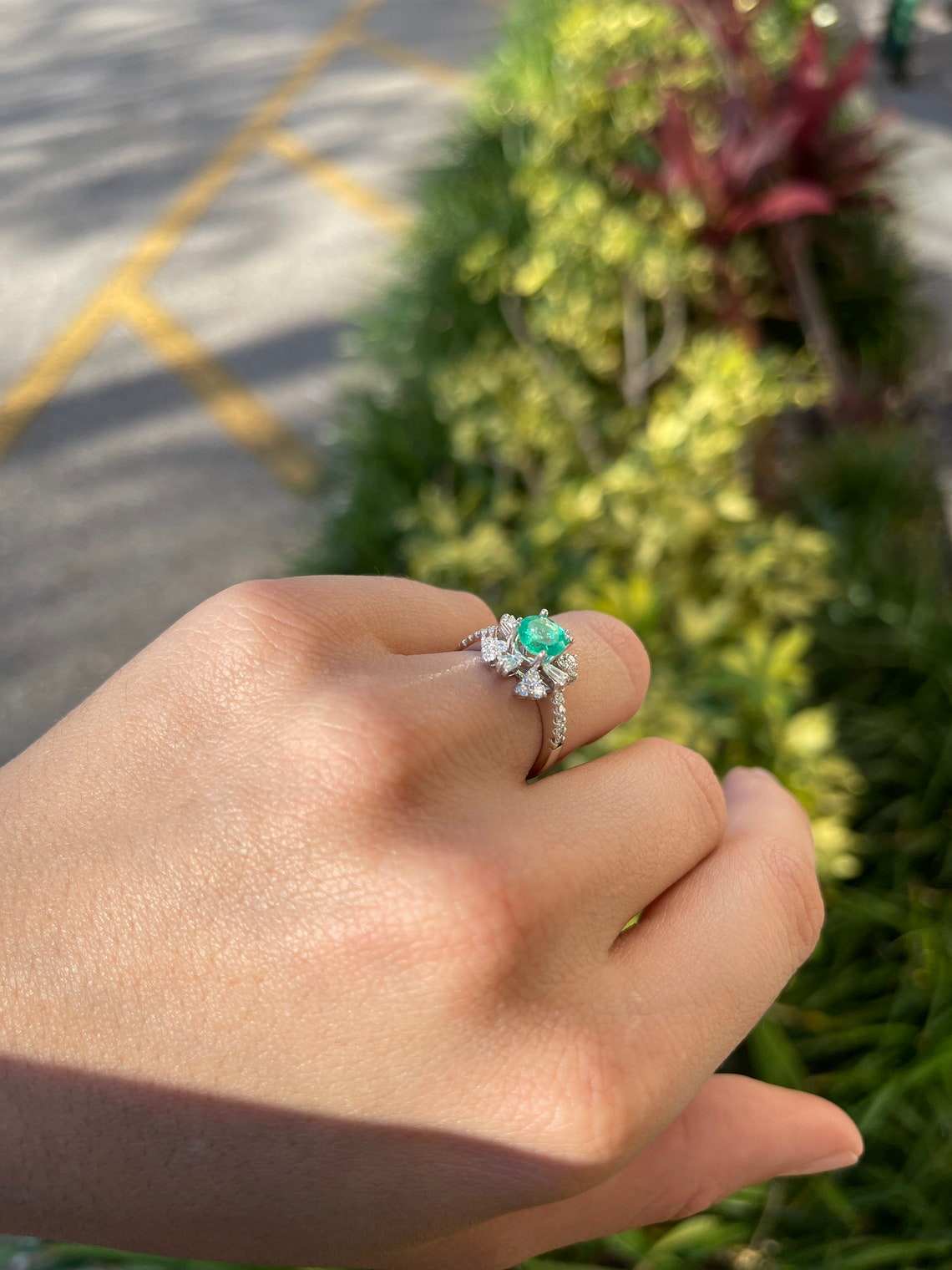 1.50tcw Colombian Emerald & Baguette Diamonds Cocktail Ring 18K - JR Colombian Emeralds