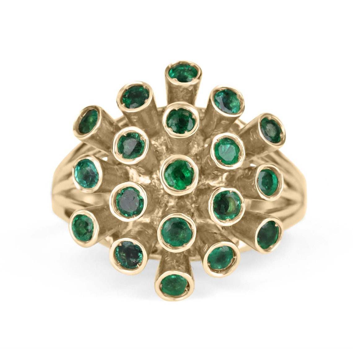 1.90tcw Natural Round Emerald Ring 14K Gold