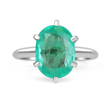 Colombian Majesty: 3.70 Carat Colombian Emerald Solitaire Gold Engagement Ring in 14K Gold