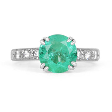 Timeless Elegance: 2.38tcw Round Emerald & Diamond Engagement Ring in 14K Gold
