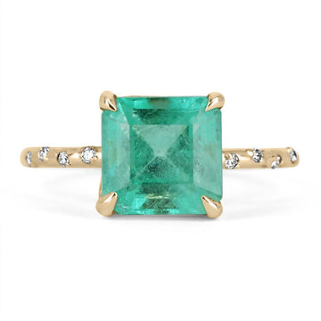 Magnificent Solitaire: 3.18tcw Colombian Emerald & Diamond Accent Ring in 14K Gold