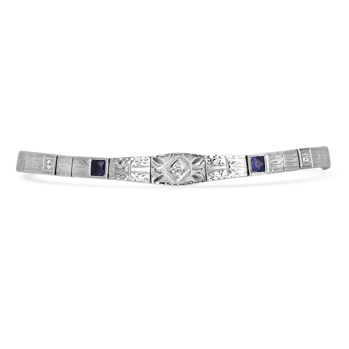 Emerald 0.62tcw Diamond & Blue 18K Gold Bracelet