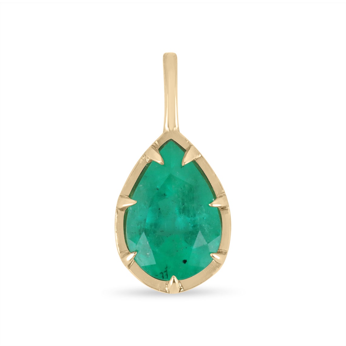 2.30 Carat Emerald Pendant 14K Yellow Gold