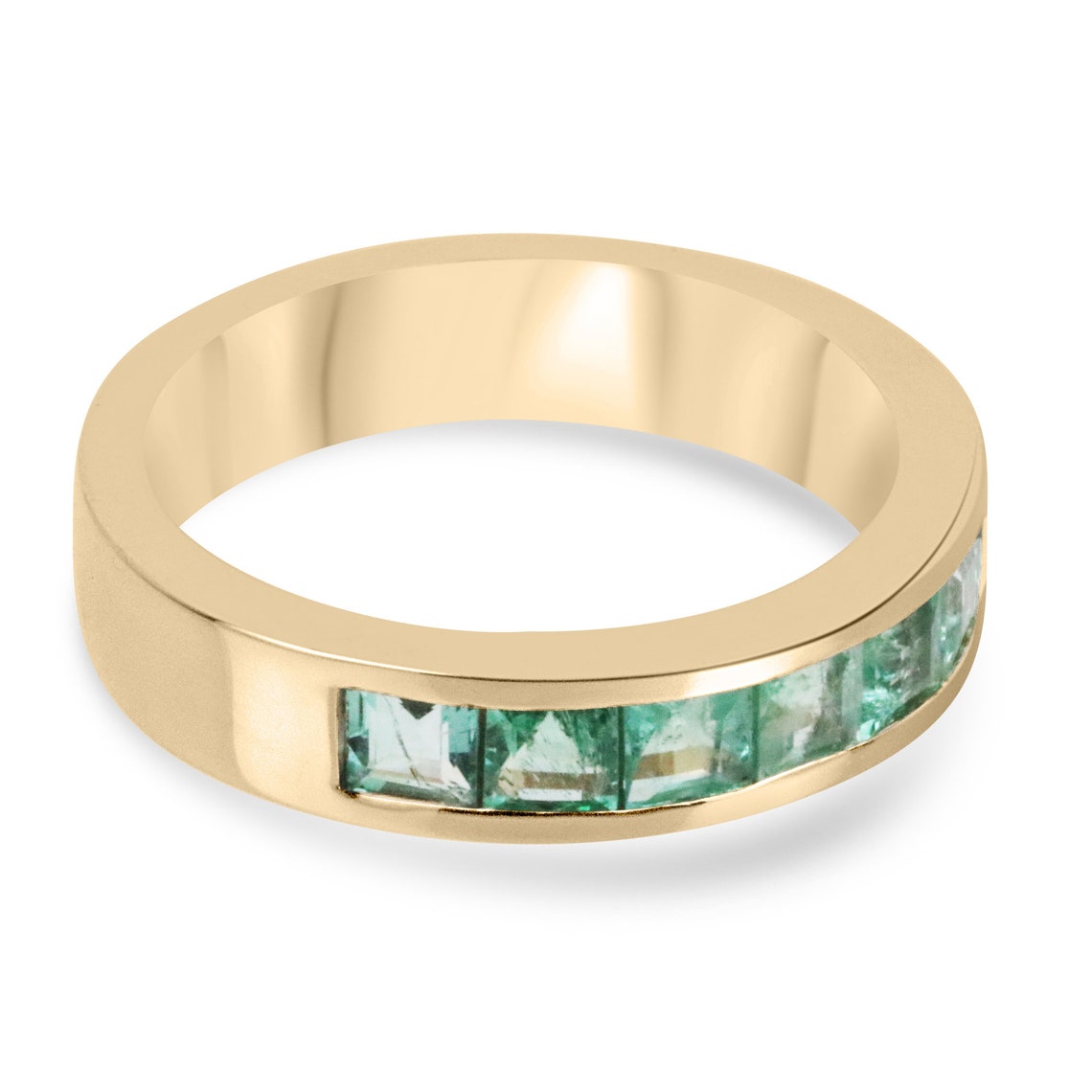 Princess Cut Emerald Band Ring
