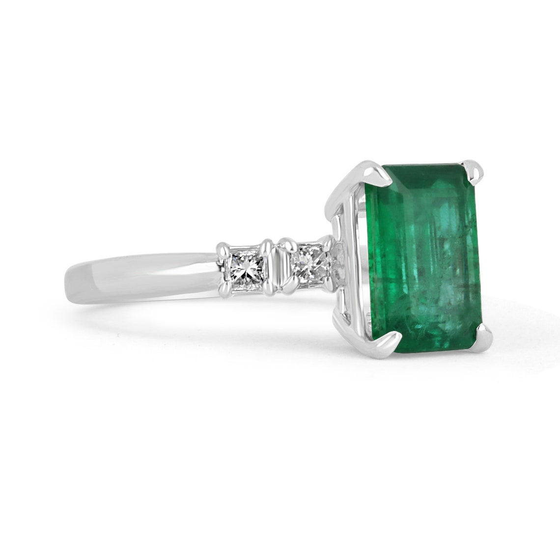 2.31tcw Natural Emerald Cut & Diamond Accent 14K - JR Colombian Emeralds