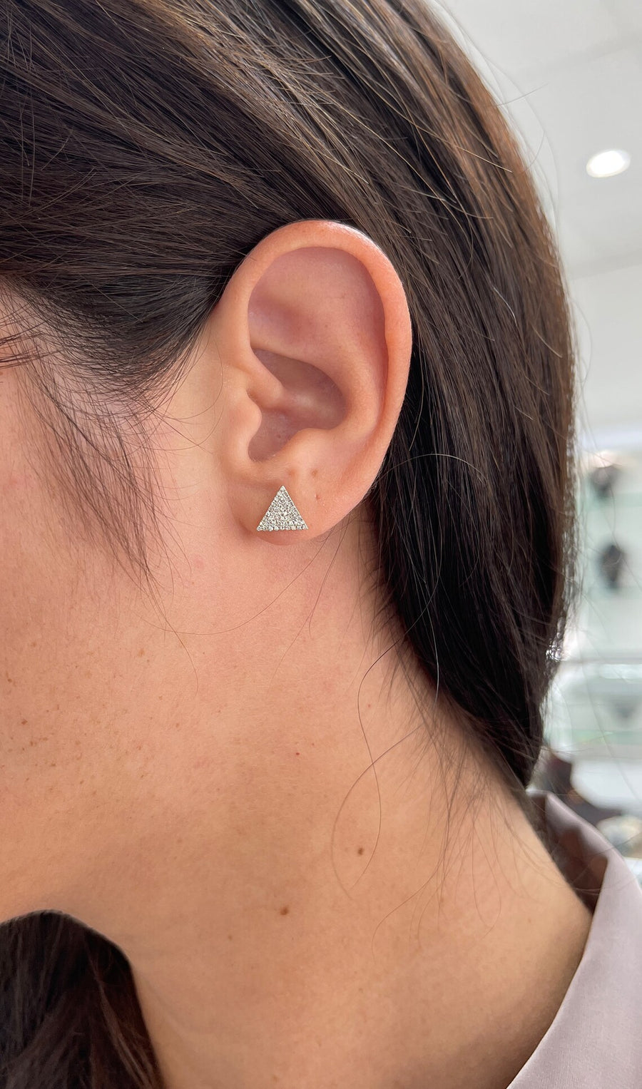 0.27tcw Emerald Triangle Diamond Cluster on Ear 14K Gold Earrings