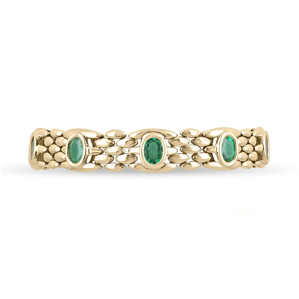 9.28tcw 14K Natural Emerald Gold Statement 9 Gemstone Bracelet