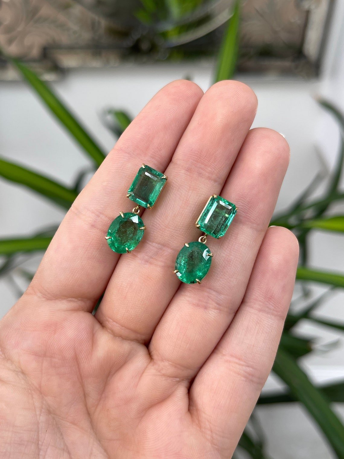 15.82tcw Dark Green Earrings