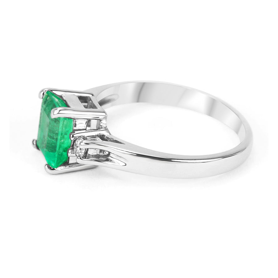 Radiant Sophistication: 1.60tcw Emerald & Diamond Contemporary Ring - Modern Brilliance in 14K Gold
