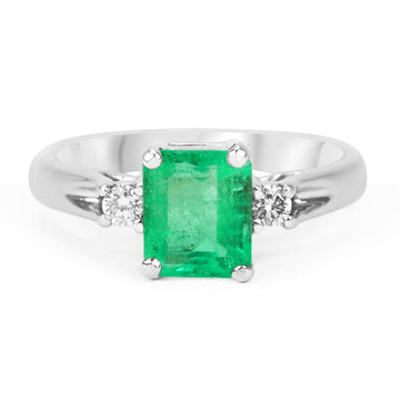 Contemporary Elegance: 1.60tcw Emerald & Diamond Ring in 14K Gold - Dazzling Modern Design