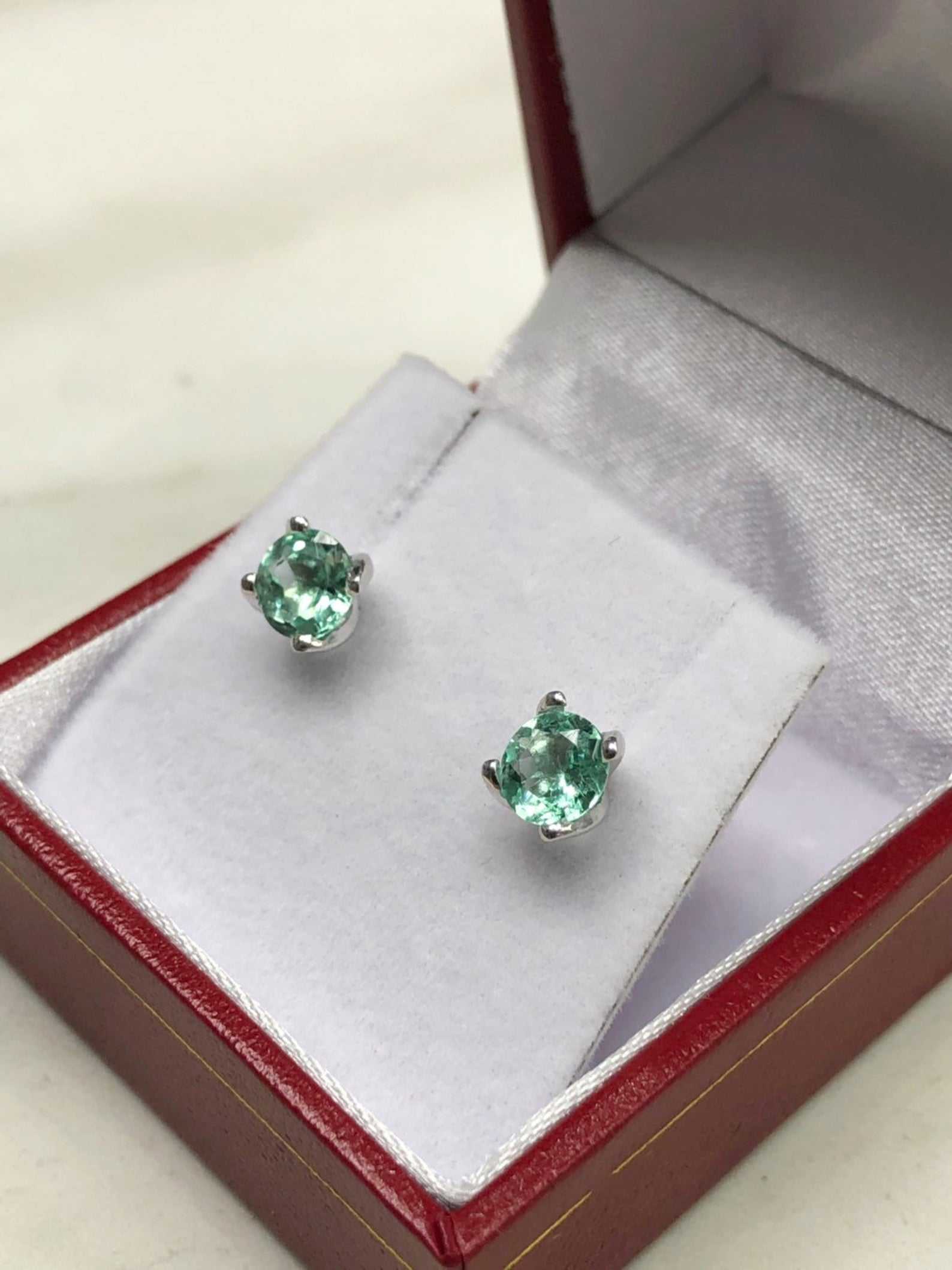 1.50tcw Round Emerald Four Prong Studs 14K