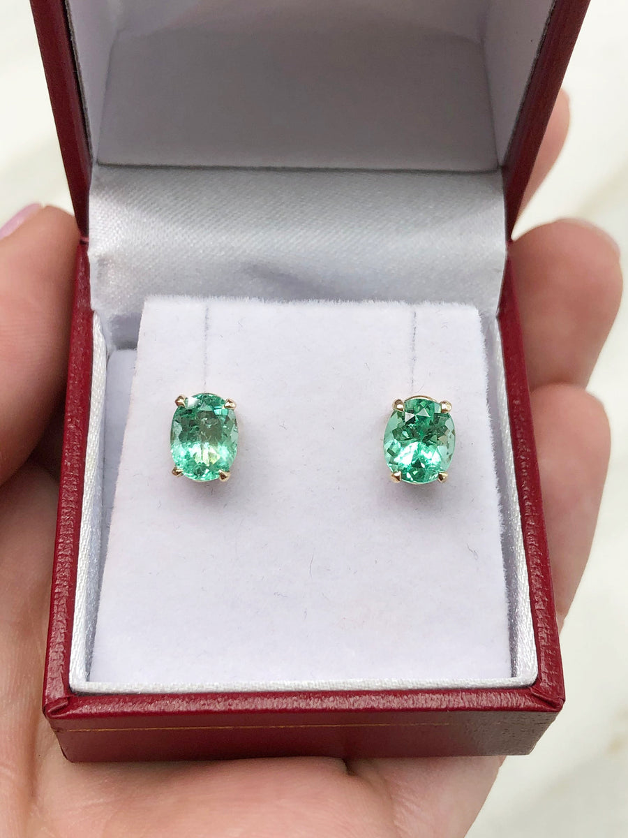 14K Colombian Emerald Earrings