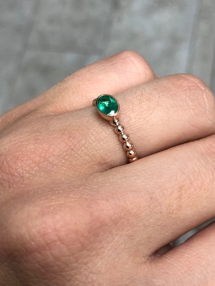 Solitaire Beaded Ring 14K