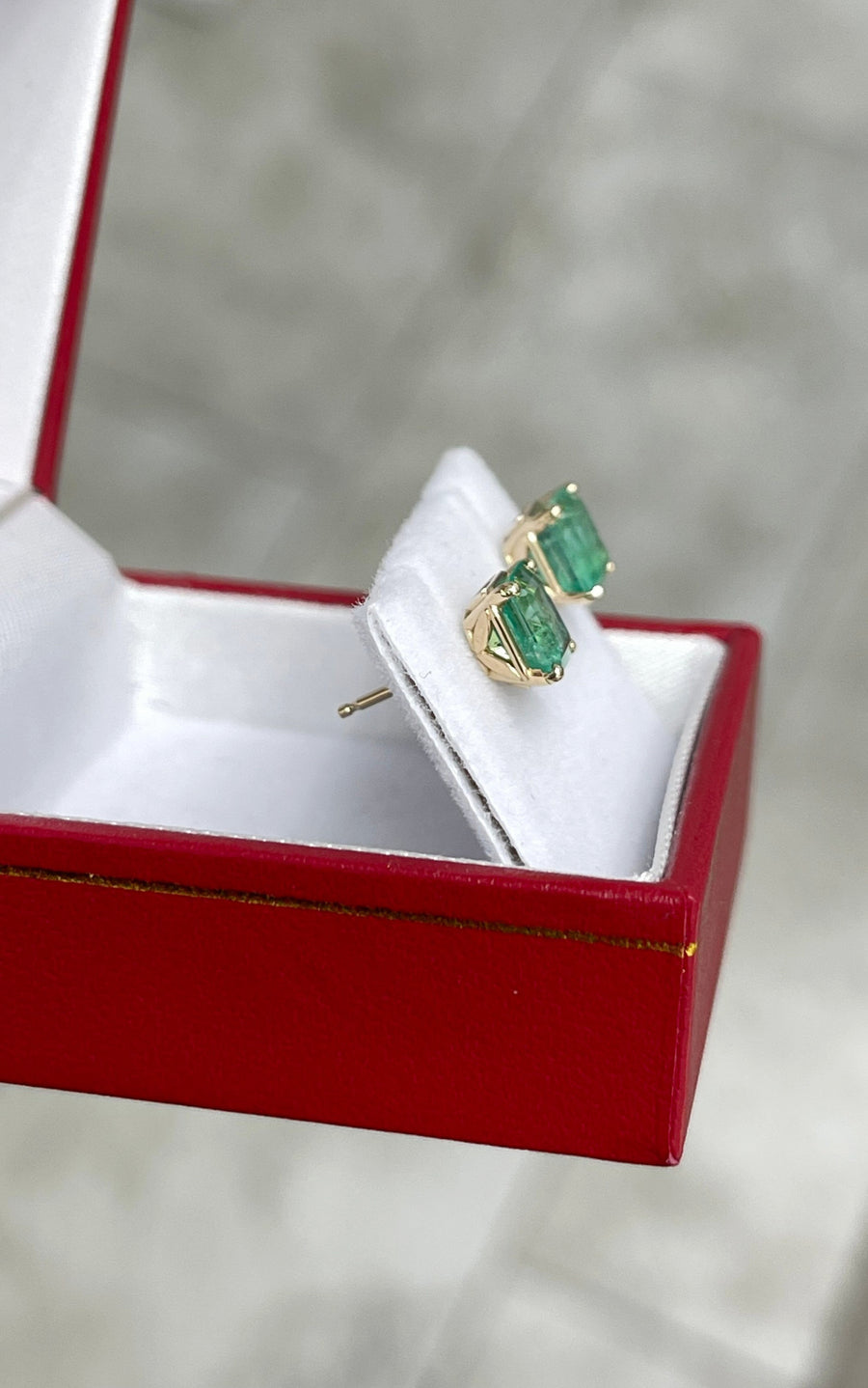 Emerald Square Cut Floral Stud Earrings gift for her and him