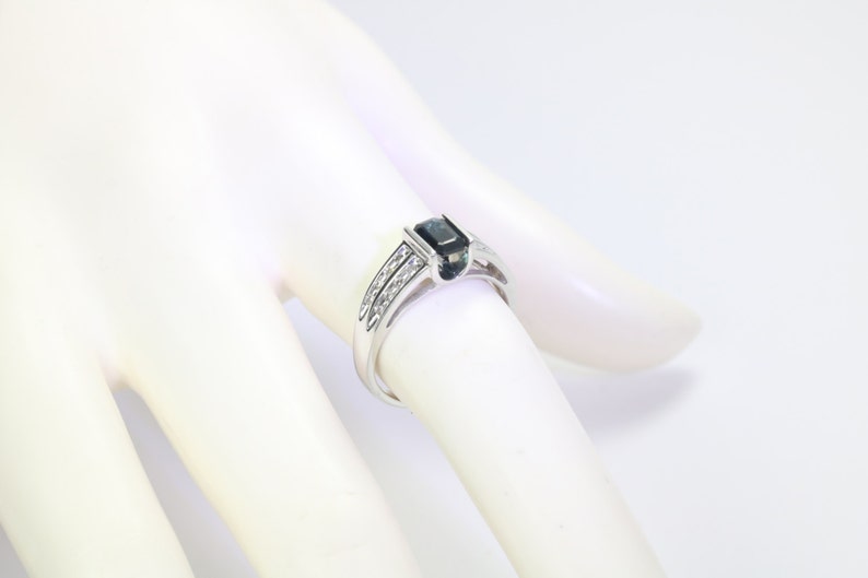  14K Natural Dark Blue Sapphire & Diamond Ring