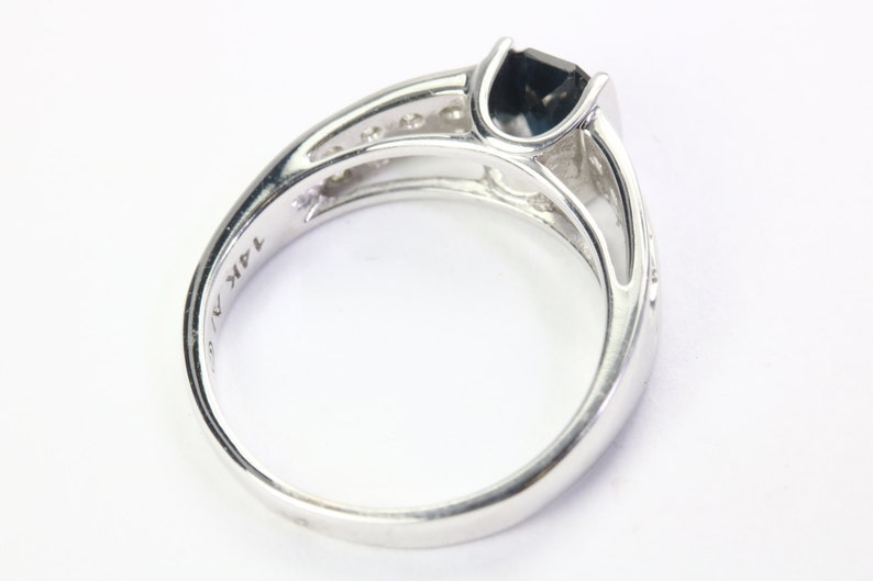 Dark Blue Sapphire & Diamond Ring