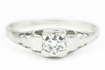 0.35pts 18K Natural Diamond Solitaire Cocktail Engagement Ring