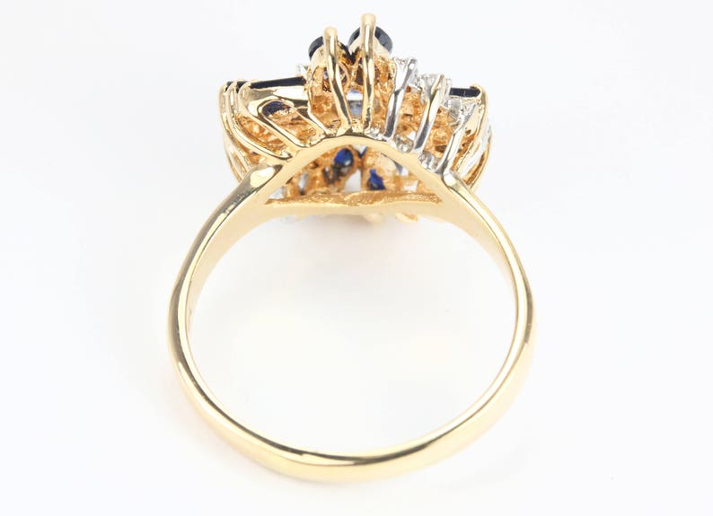 Vintage Sapphire & Diamond Oval Cut Cocktail Ring