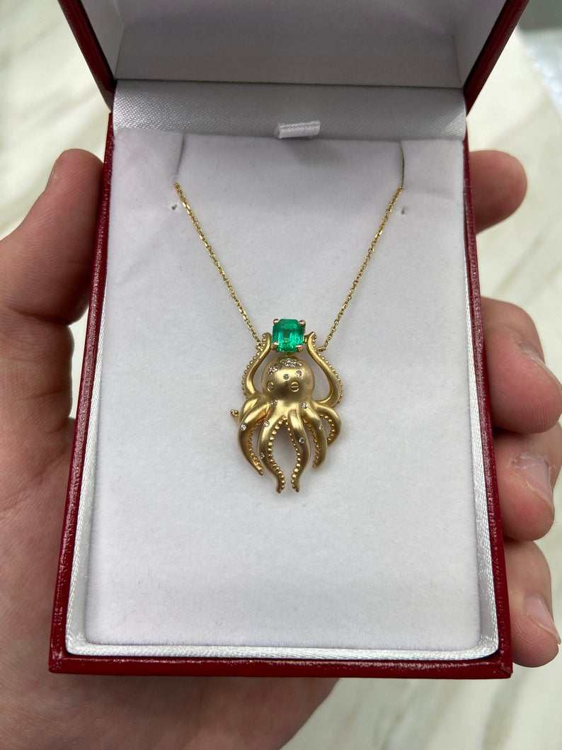 1.09tcw Natural Emerald & Diamond