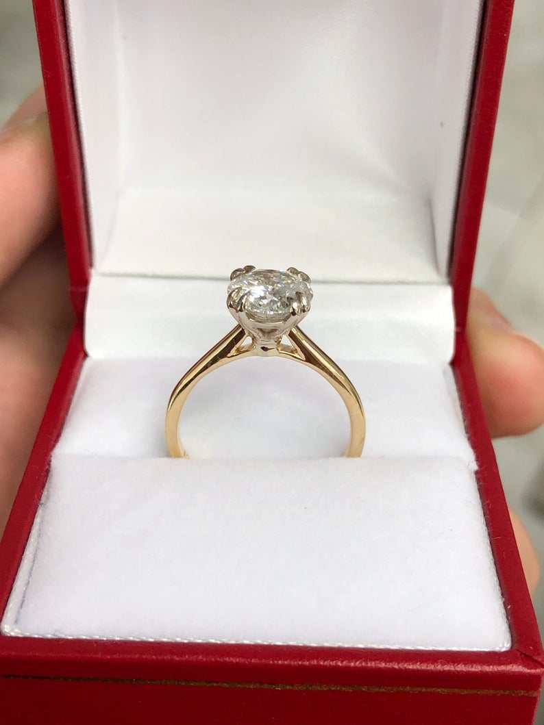 1.60 Carat GIA Brilliant Round H Color Diamond Solitaire Ring 18K - JR Colombian Emeralds