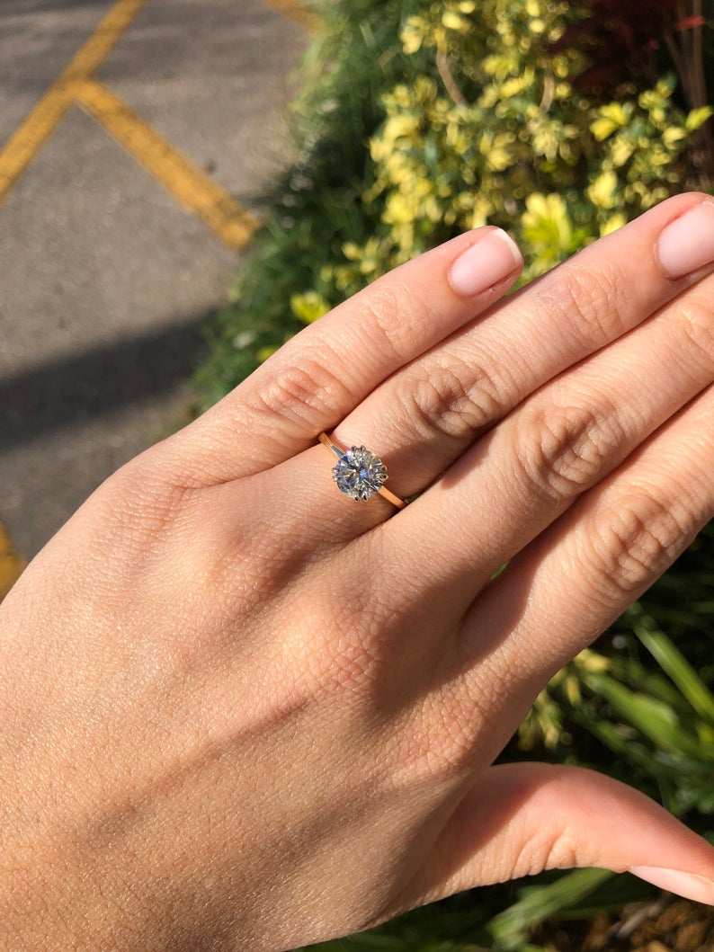 1.60 Carat GIA Brilliant Round H Color Diamond Solitaire Ring 18K - JR Colombian Emeralds