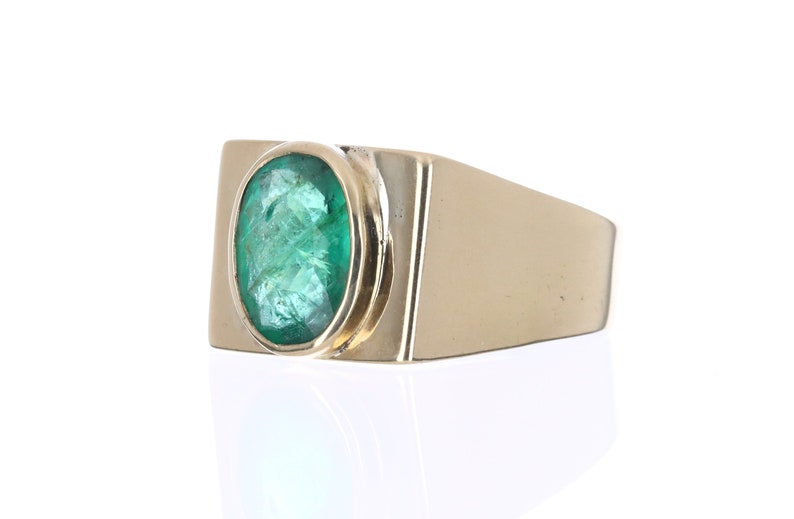 Brazilian Emerald Oval Cut Natural May Birthstone Mens Ring