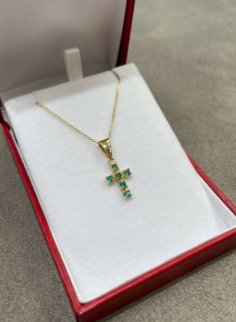 Round Cut Yellow Gold Cross Pendant