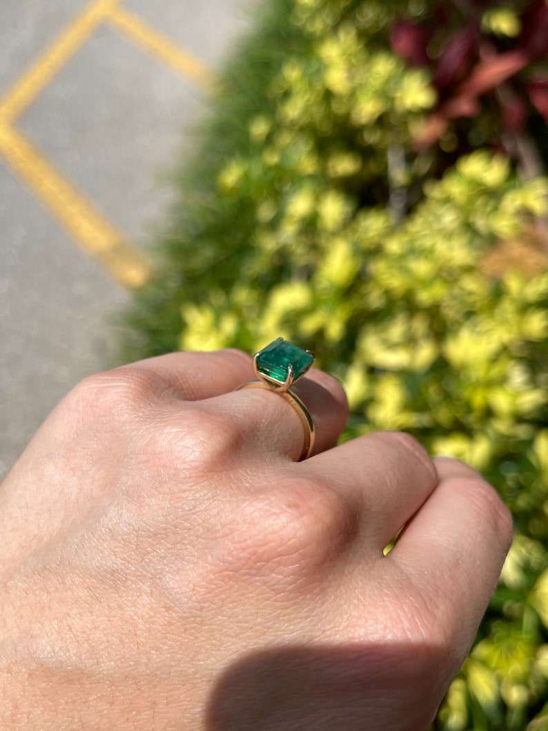 Emerald Dark Yellow Gold Engagement Ring