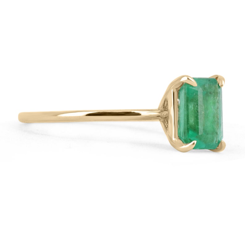 Chic Simplicity: 14K Yellow Gold Ring with Dainty 1.40cts Emerald Cut Solitaire