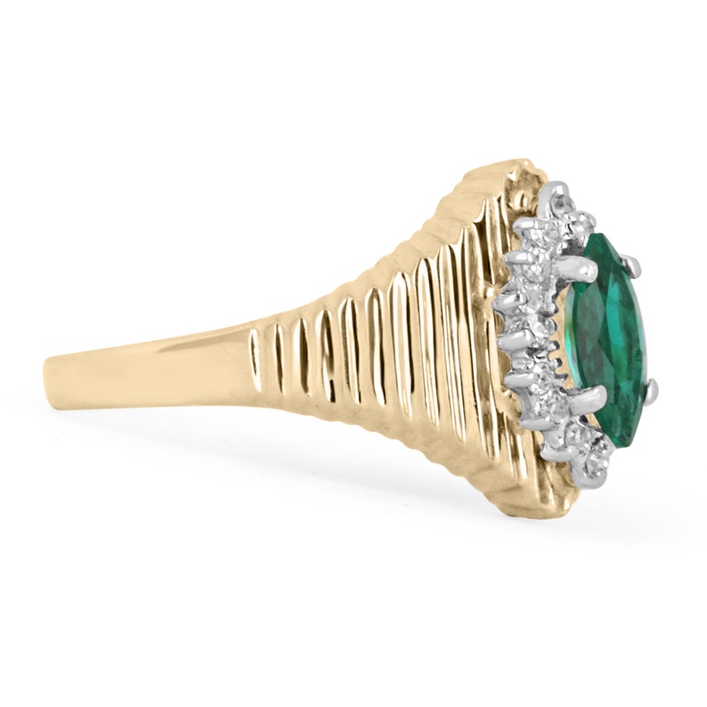 14k Emerald & Diamond Marquise Cut Womens Cocktail Ring