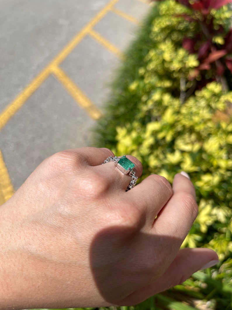 4.43tcw 14K Colombian Emerald White Gold Engagement Ring