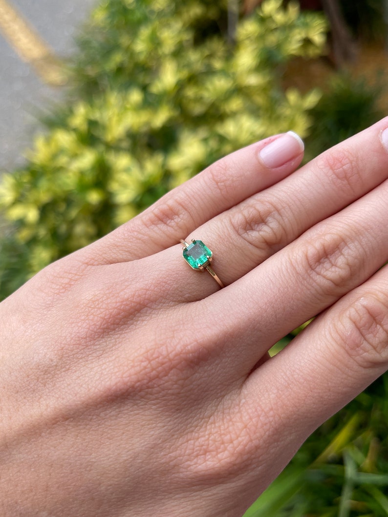 Emerald-Asscher Cut Petite Solitaire Ring