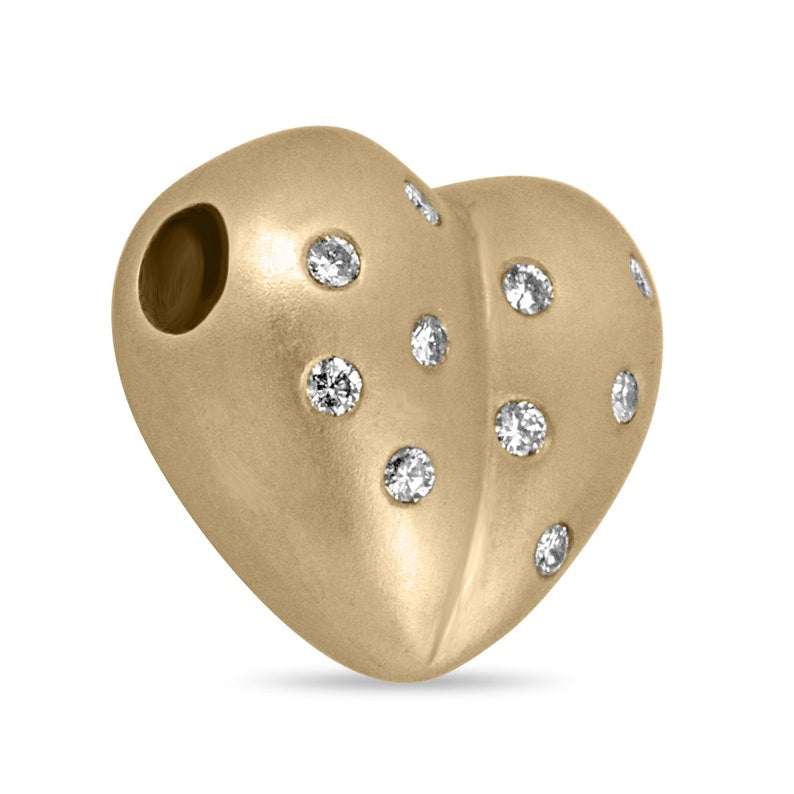 14K gold anniversary necklace with 0.30ctw 3D pave diamond heart pendant and bubble puff design, from Colombian Emerald.