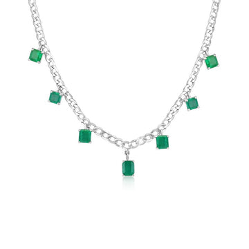 Emerald Asscher Cut Multi-Gemstone By the Yard Necklace